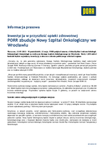 230522 PORR zbuduje nowy szpital onkologiczny we Wroclawiu PL